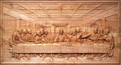 Hand-Carved Last Supper Wood Relief – image 4
