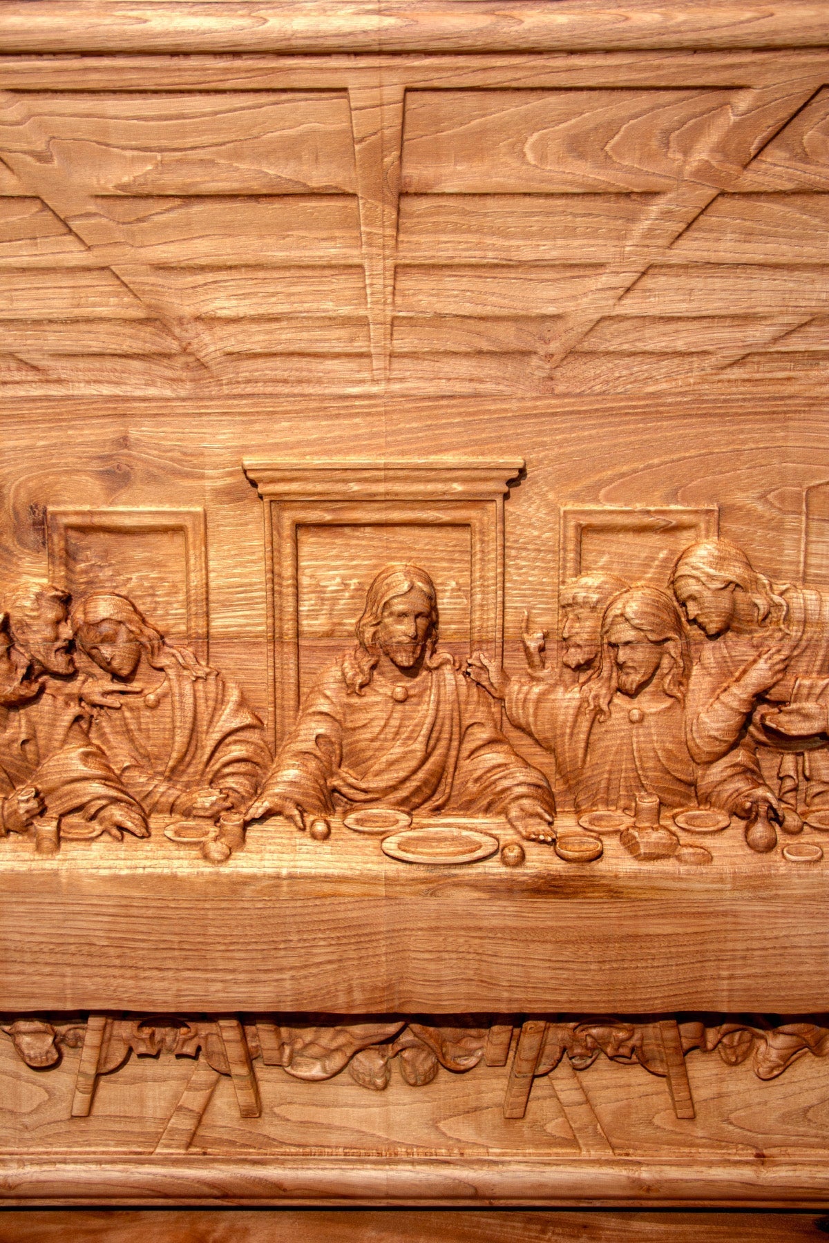 Hand-Carved Last Supper Wood Relief – image 3