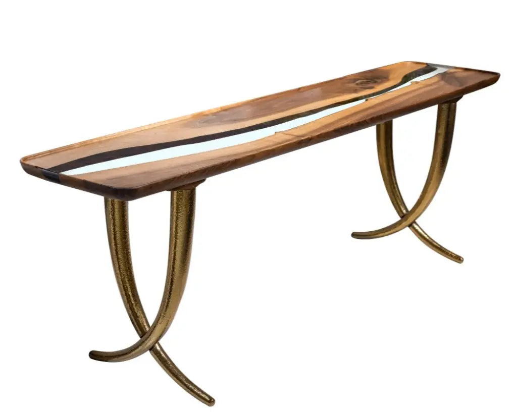 Walnut and Epoxy Console Table with Sculptural Base – image 1