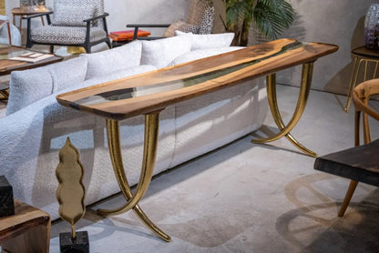 Walnut and Epoxy Console Table with Sculptural Base – image 2