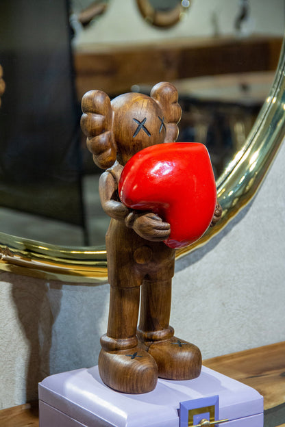 Handcrafted Wood Figure Sculpture with Heart – image 7