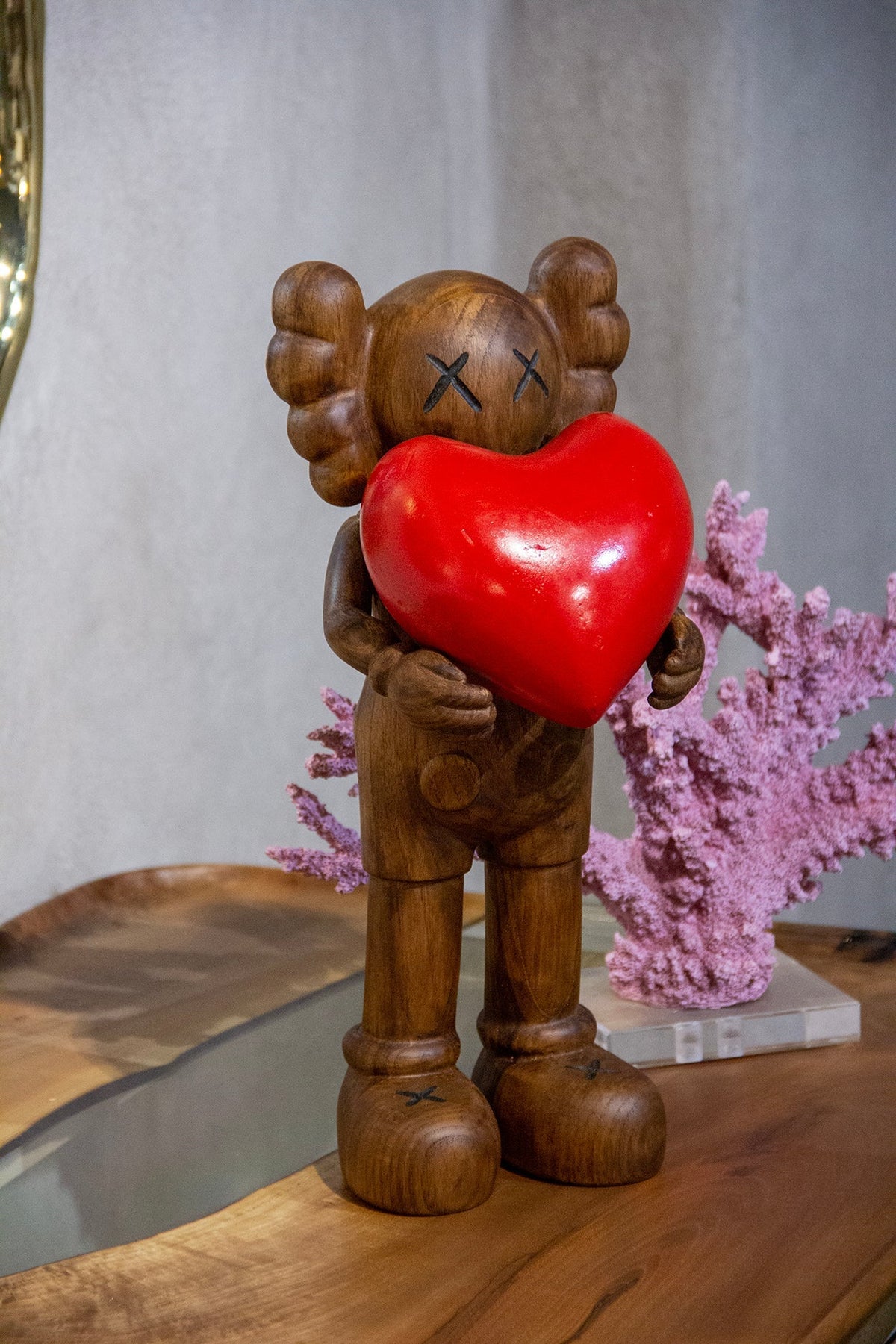 Handcrafted Wood Figure Sculpture with Heart – image 6