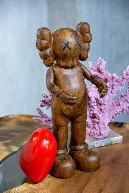 Handcrafted Wood Figure Sculpture with Heart – image 4