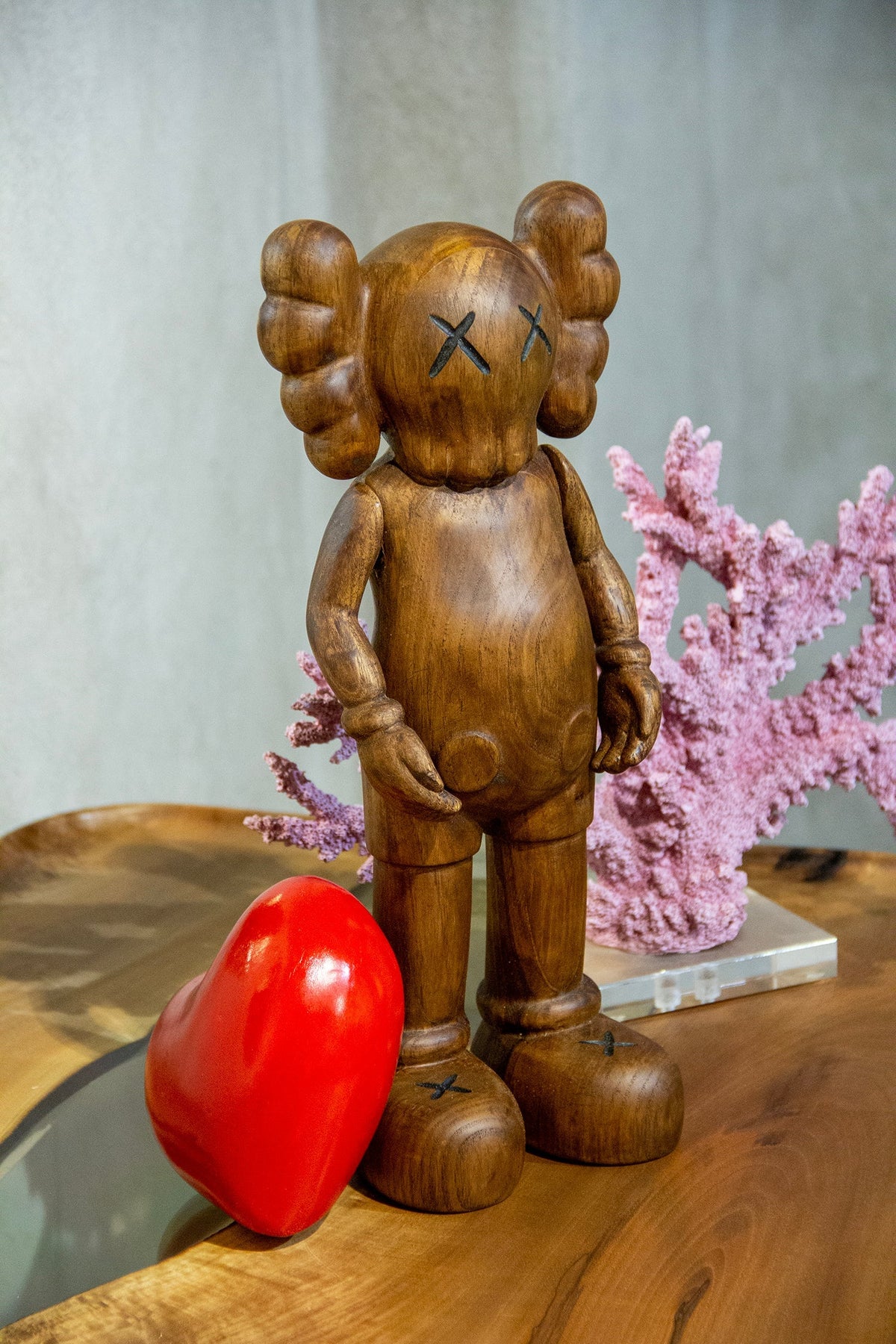 Handcrafted Wood Figure Sculpture with Heart – image 2