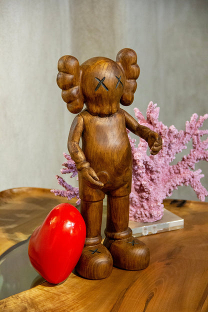 Handcrafted Wood Figure Sculpture with Heart – image 3