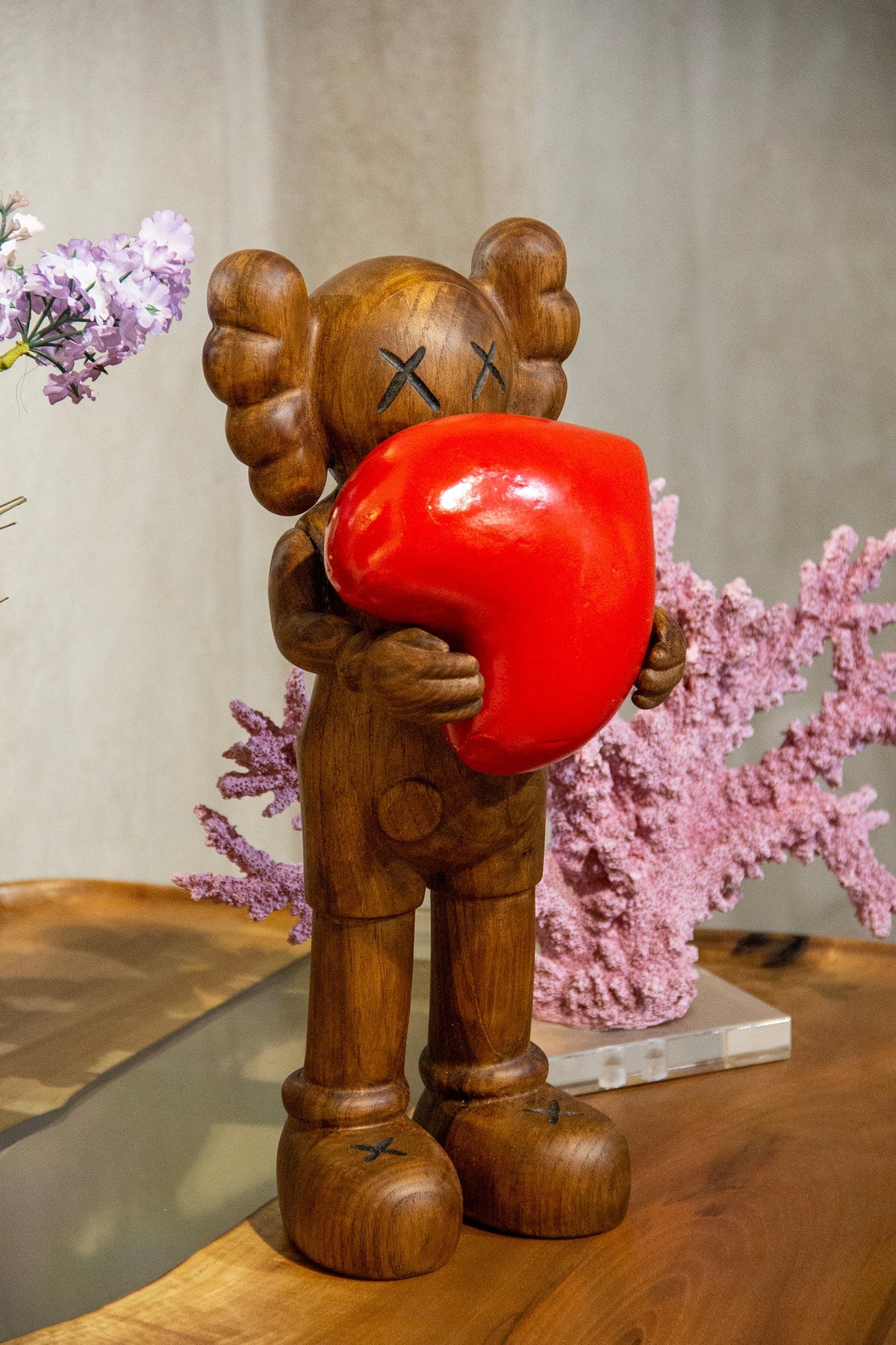 Handcrafted Wood Figure Sculpture with Heart – image 9