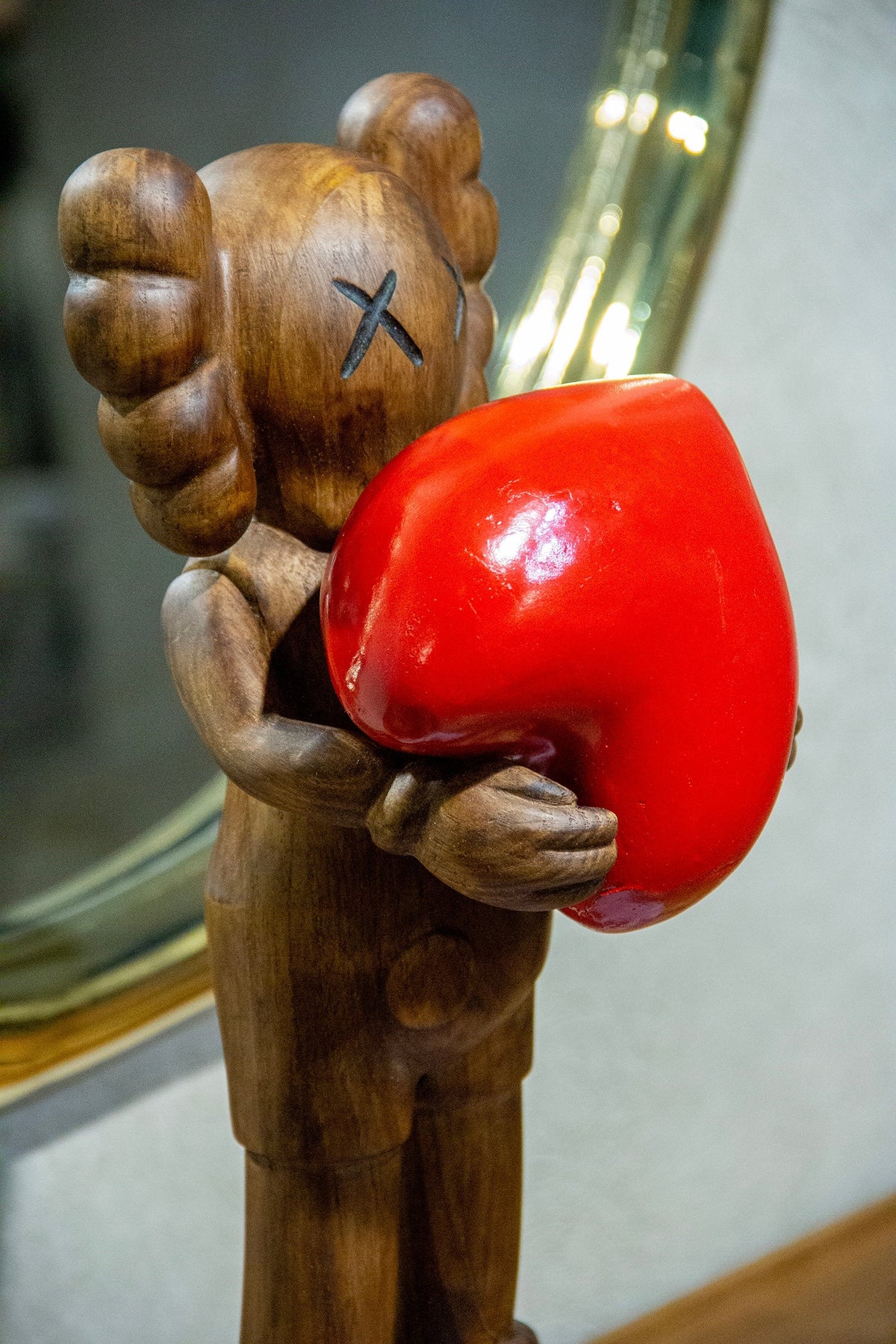 Handcrafted Wood Figure Sculpture with Heart – image 8