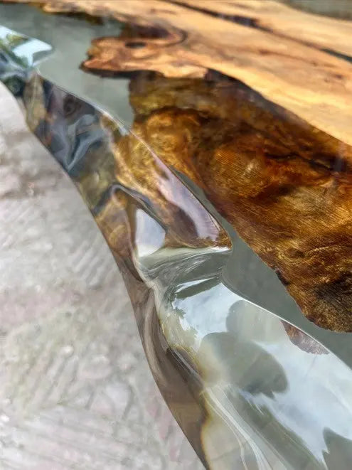 Natural Linden Wood and Epoxy Side Dining Table – image 7