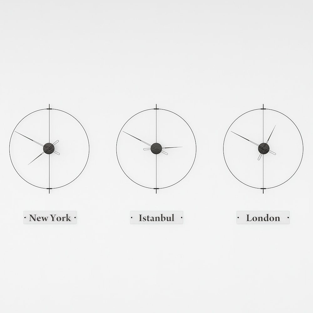 Massa World Time Zone Wall Clock Set – image 4