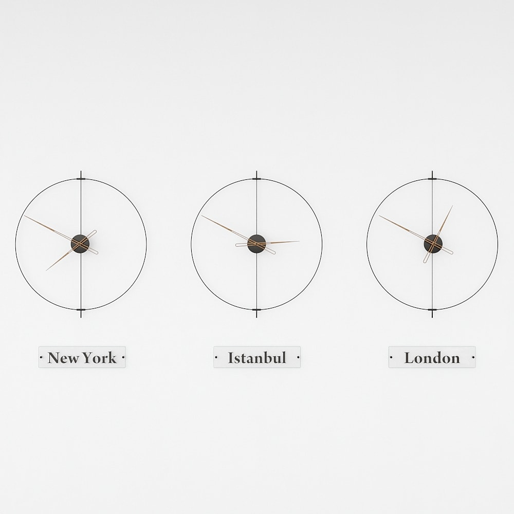 Massa World Time Zone Wall Clock Set – image 5