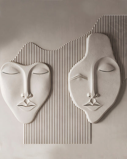 Sculptural Wabi-Sabi 3D Face Wall Relief – image 1