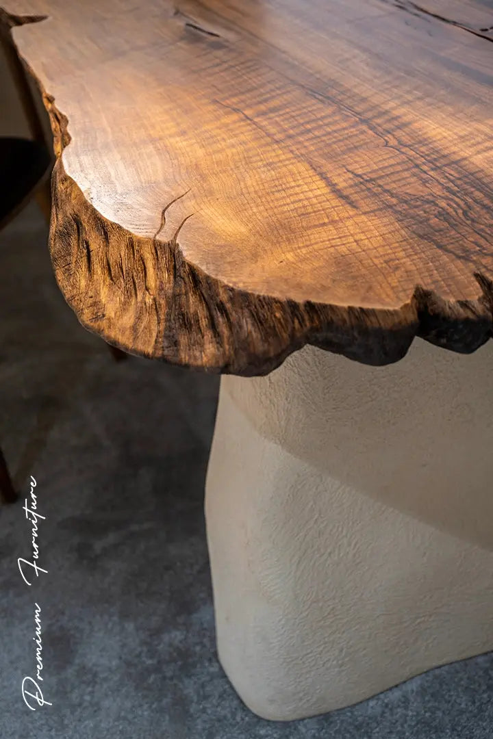 Wabi-Sabi Walnut Dining Table with Stone-Inspired Legs – image 11
