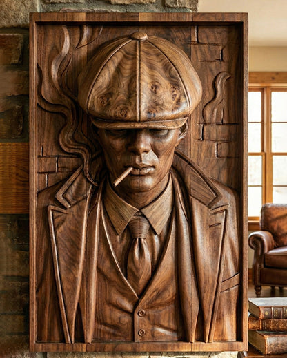 Cinematic Portrait 3D Wood Wall Relief – image 1