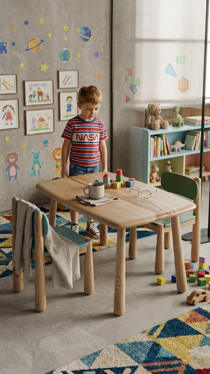 Solid Wood Children's Table and Chair Set – image 3