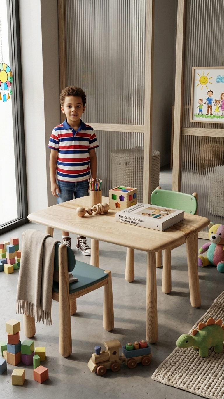 Solid Wood Children's Table and Chair Set – image 2