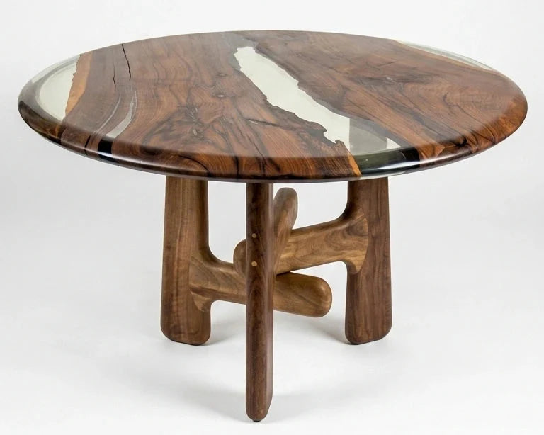 Sculptural Walnut and Epoxy Round Dining Table – image 1