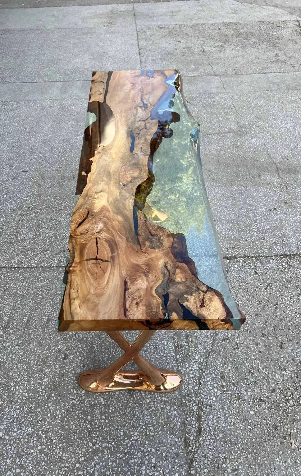 Live-Edge Linden Wood and Resin Console Table – image 9