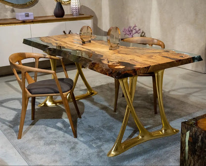 Natural Linden Wood and Epoxy Table with Aluminum Legs – image 1