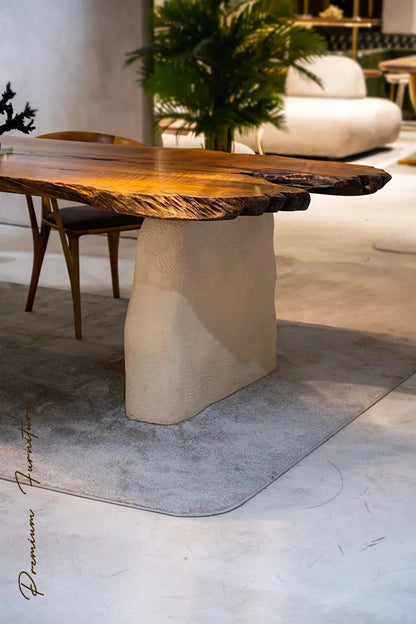 Wabi-Sabi Walnut Dining Table with Stone-Inspired Legs – image 12