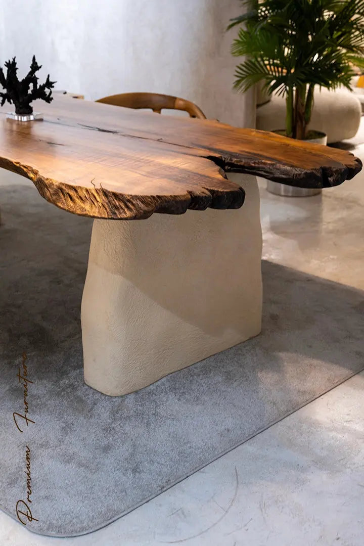 Wabi-Sabi Walnut Dining Table with Stone-Inspired Legs – image 9