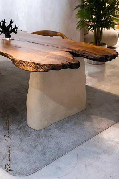 Wabi-Sabi Walnut Dining Table with Stone-Inspired Legs – image 9