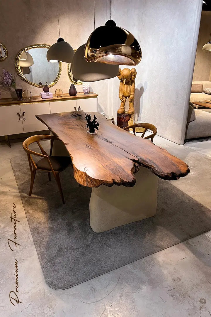 Wabi-Sabi Walnut Dining Table with Stone-Inspired Legs – image 4