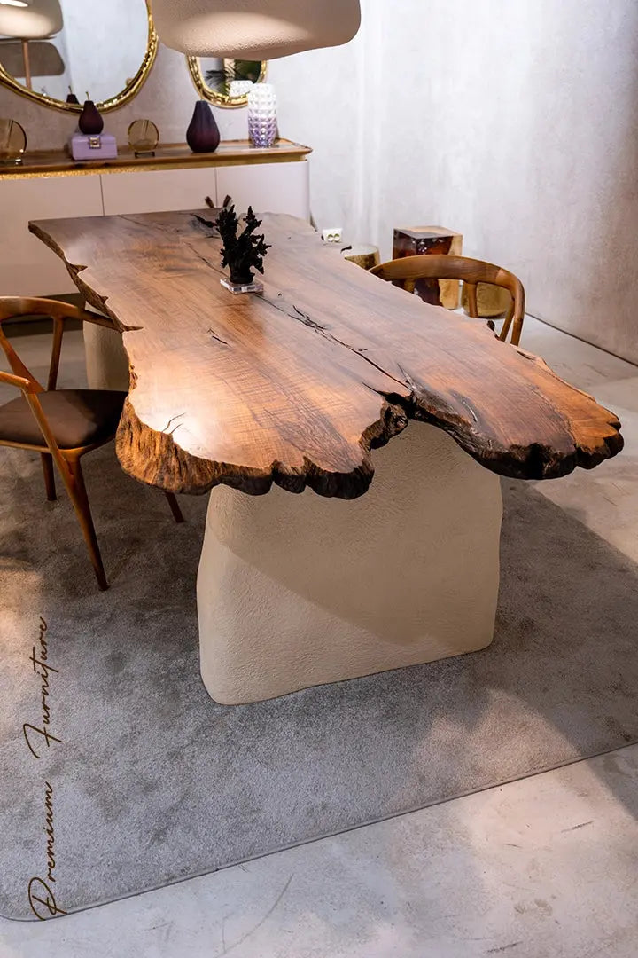 Wabi-Sabi Walnut Dining Table with Stone-Inspired Legs – image 6