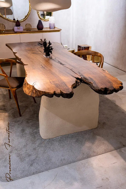 Wabi-Sabi Walnut Dining Table with Stone-Inspired Legs – image 6