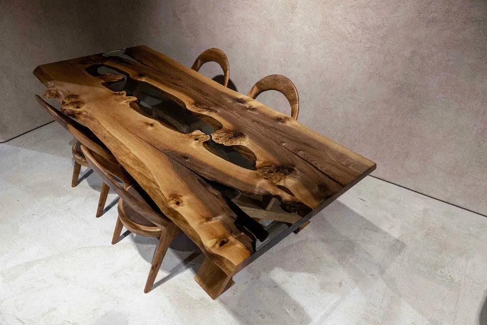 Live-Edge Walnut and Epoxy River Dining Table – image 8
