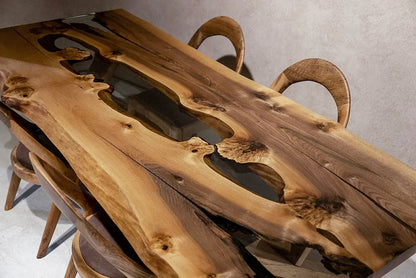 Live-Edge Walnut and Epoxy River Dining Table – image 2
