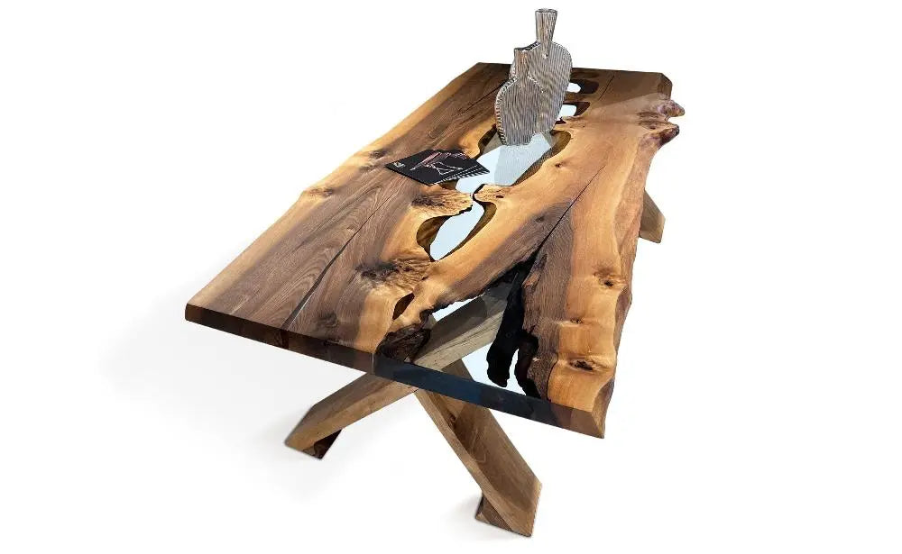 Live-Edge Walnut and Epoxy River Dining Table – image 10