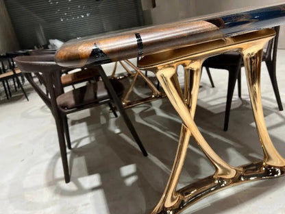 Custom Walnut and Epoxy Dining Table with Aluminum Base – image 11