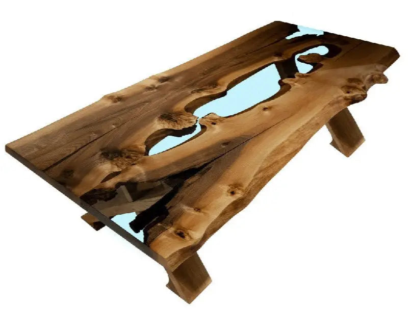 Live-Edge Walnut and Epoxy River Dining Table – image 1
