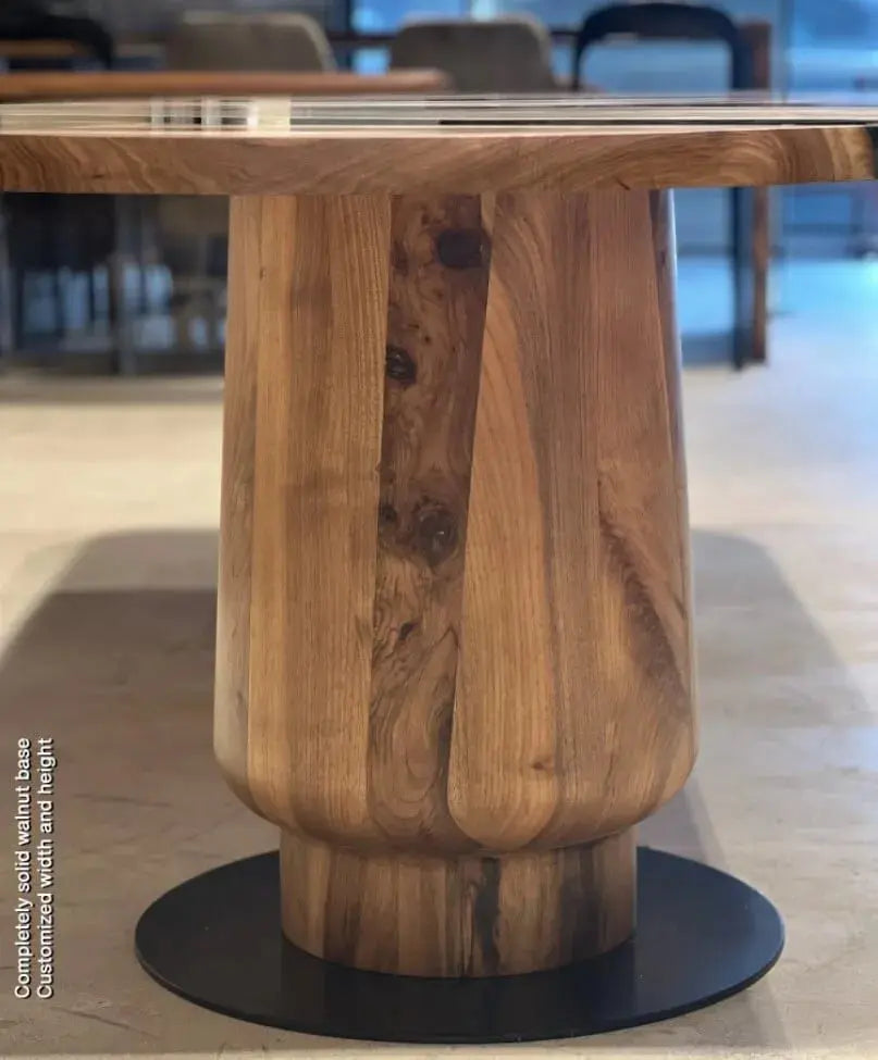 Round Walnut and Epoxy Table with Tulip Base – image 2
