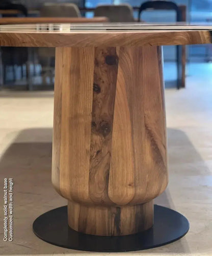 Round Walnut and Epoxy Table with Tulip Base – image 2