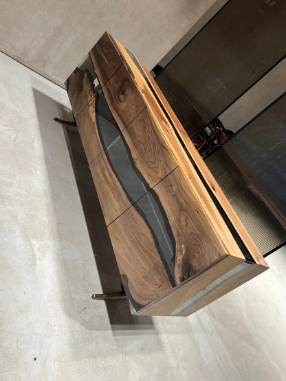 Walnut and Epoxy Resin Credenza – image 8