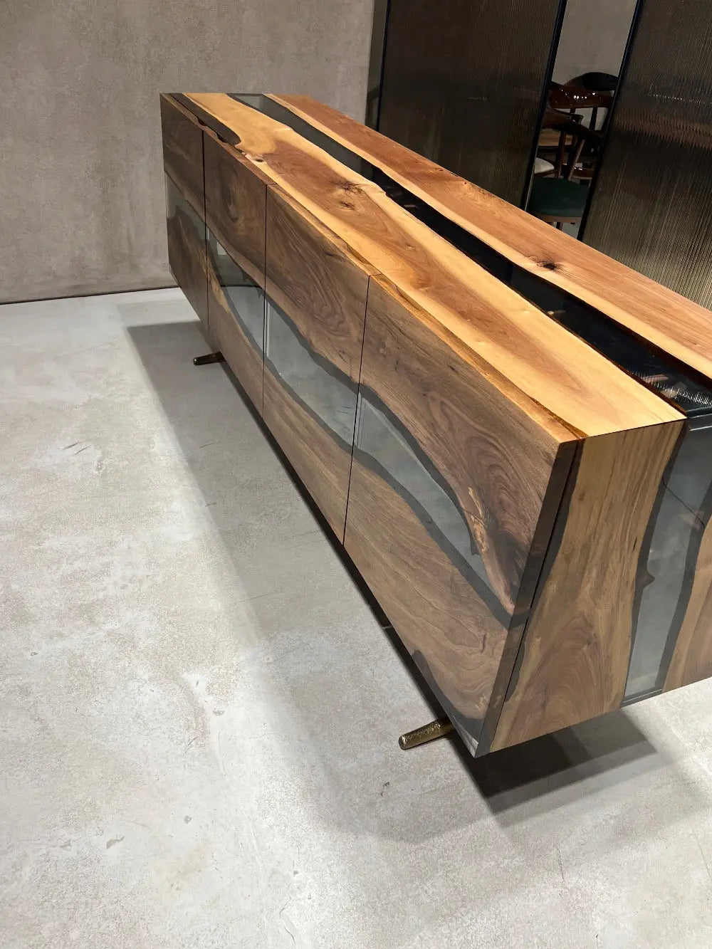 Walnut and Epoxy Resin Credenza – image 9