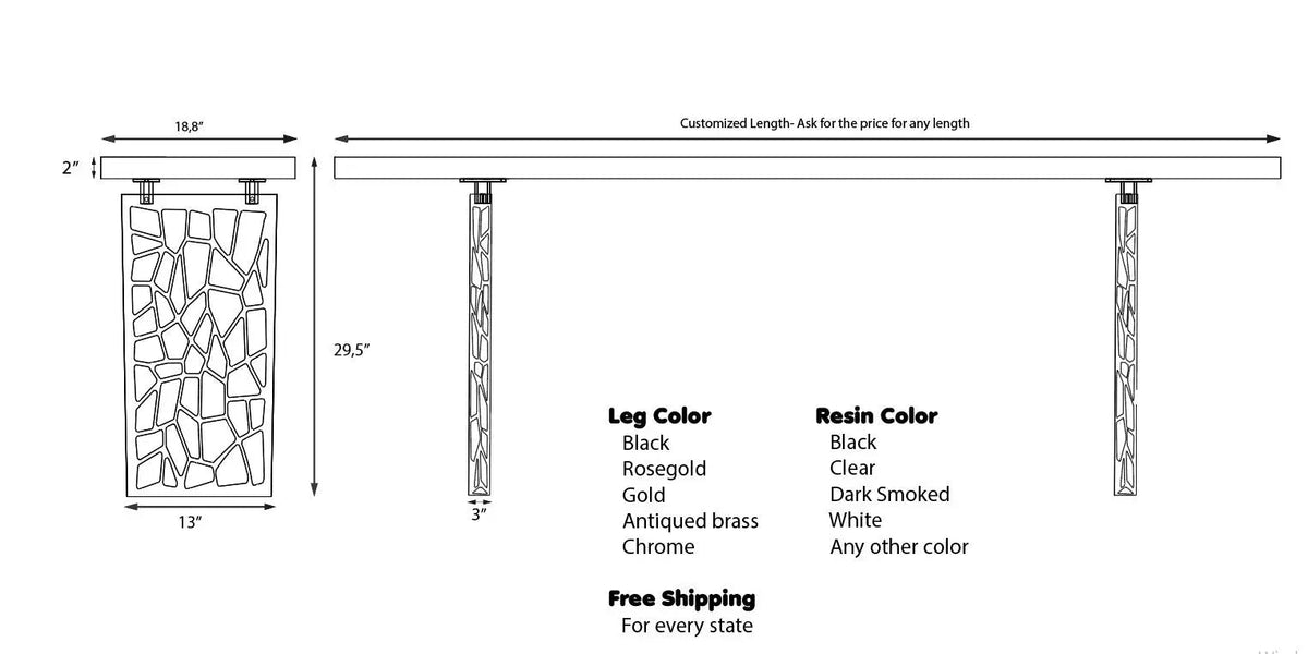 Walnut and Resin Entryway Console Table – image 3