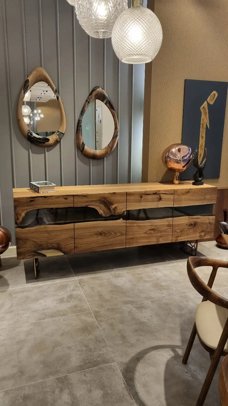 Walnut and Epoxy Resin Wall Mirror – image 11