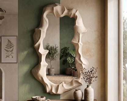 Organic Microcement Wabi-Sabi Wall Mirror – image 1