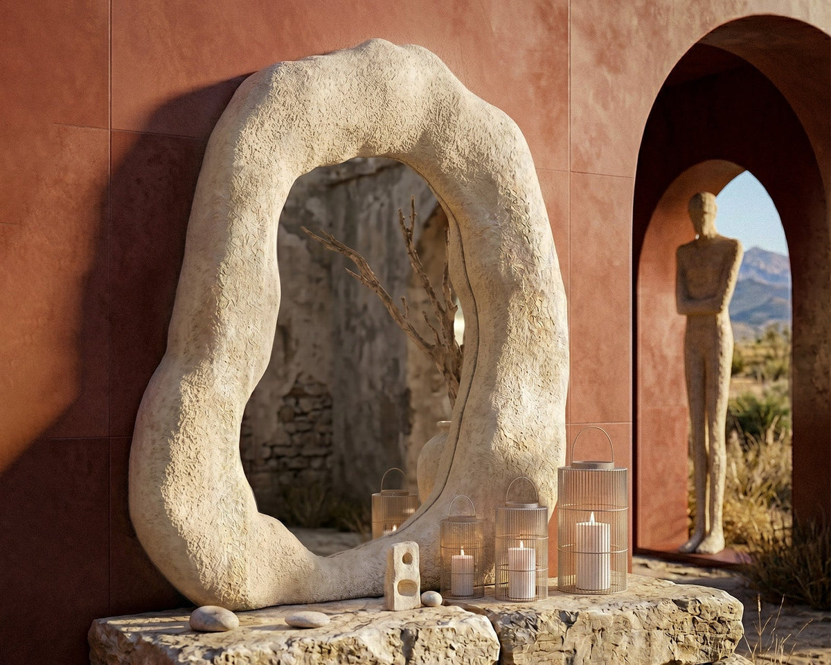 Textured Italian Plaster Wabi-Sabi Mirror – image 1