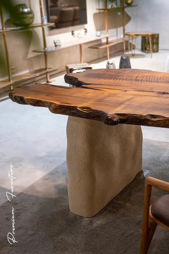 Wabi-Sabi Walnut Dining Table with Stone-Inspired Legs – image 5