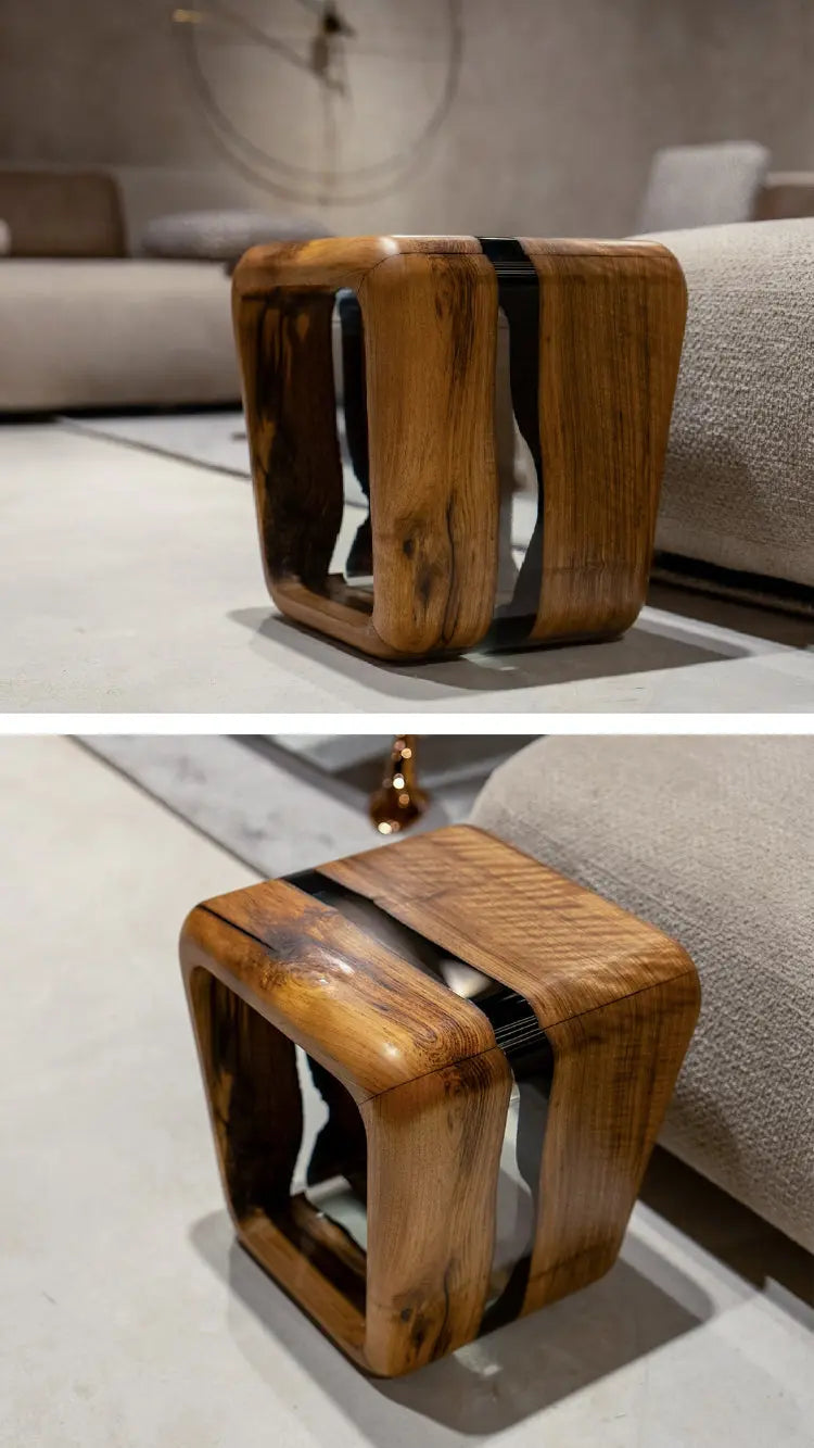 Resin Magazine Side Table and Stool – image 5