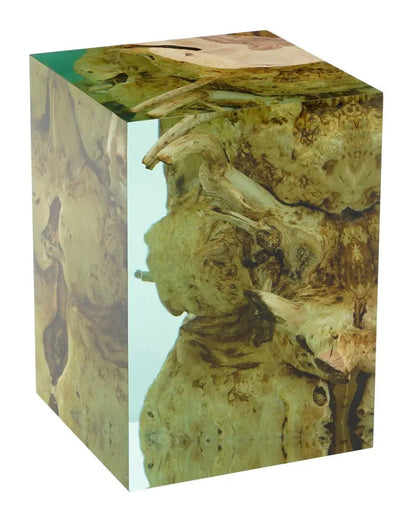 Resin Cube Side Table and Wood Stool – image 7
