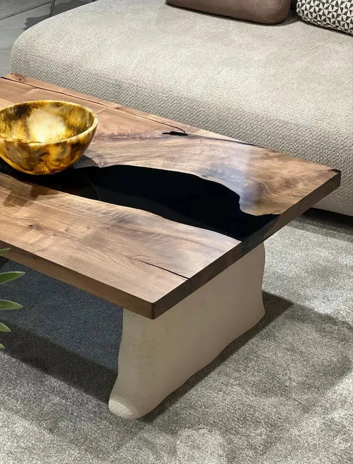 Walnut and Epoxy Coffee Table with Stone-Inspired Legs – image 2