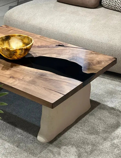 Walnut and Epoxy Coffee Table with Stone-Inspired Legs – image 2
