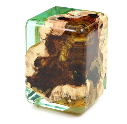 Resin Cube Side Table and Wood Stool – image 6