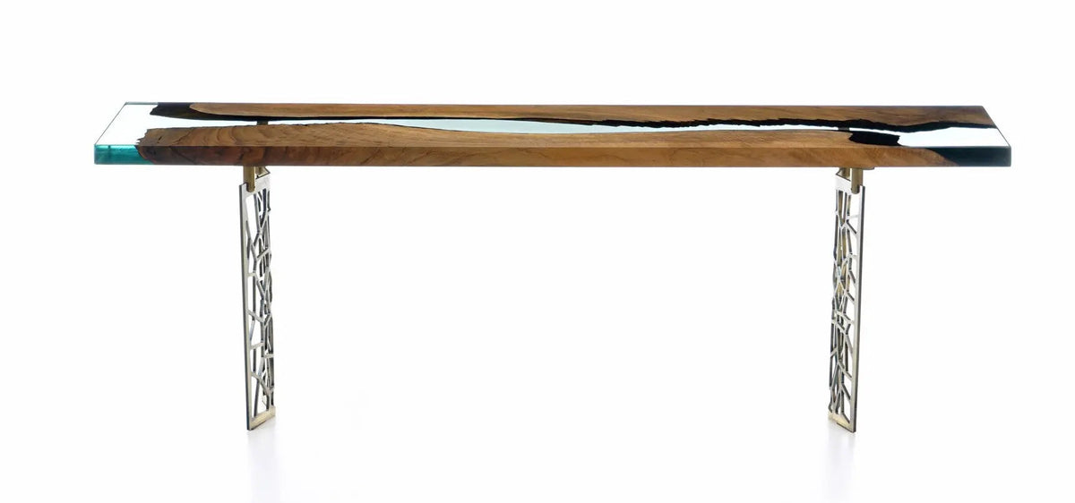 Walnut and Resin Entryway Console Table – image 5